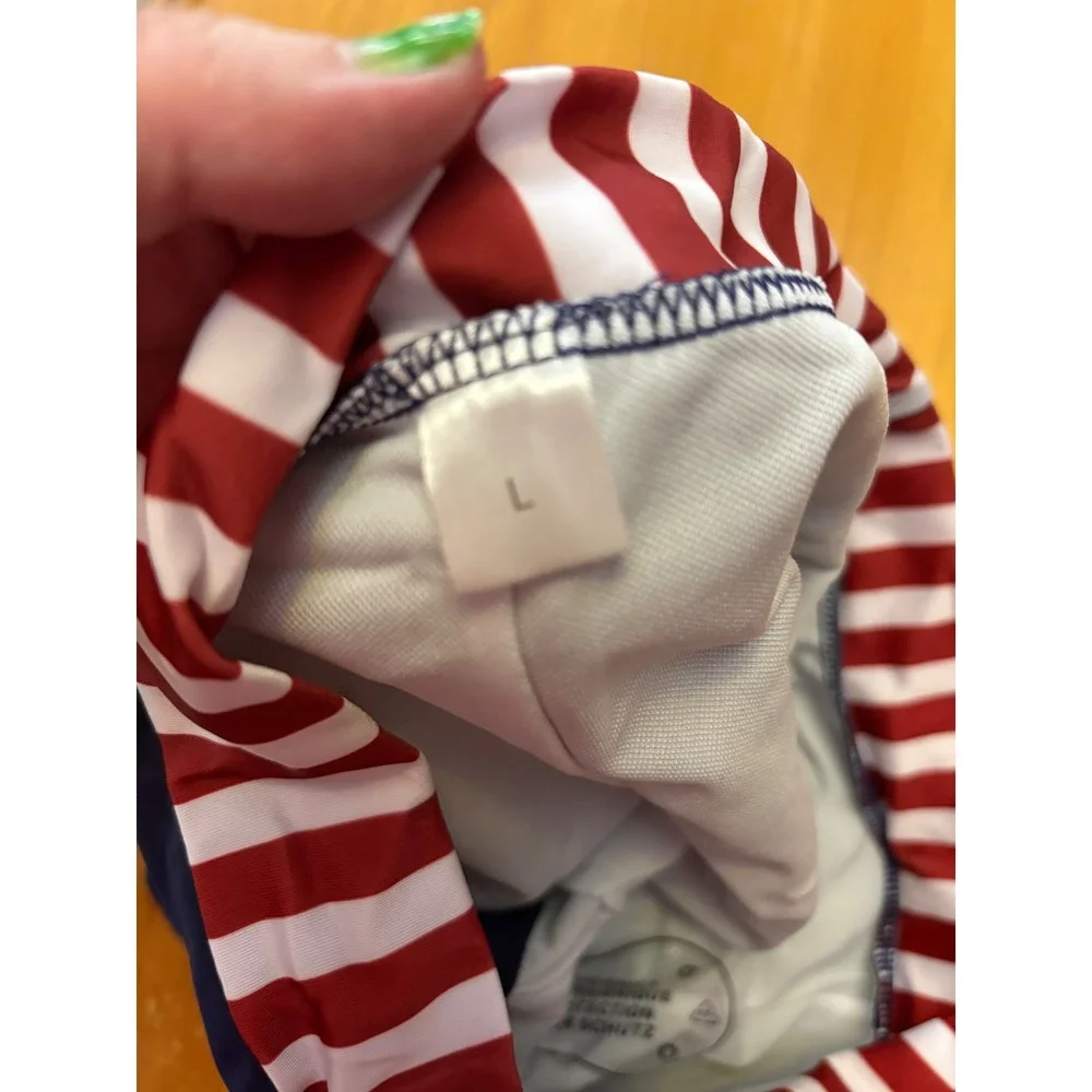 American Flag Bikini Set Stars Stripes Patriotic Two Piece Swimsuit Shorts Large